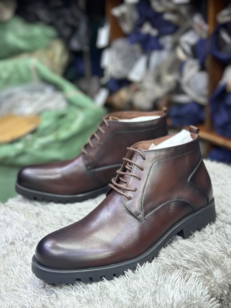 Leather faux boots