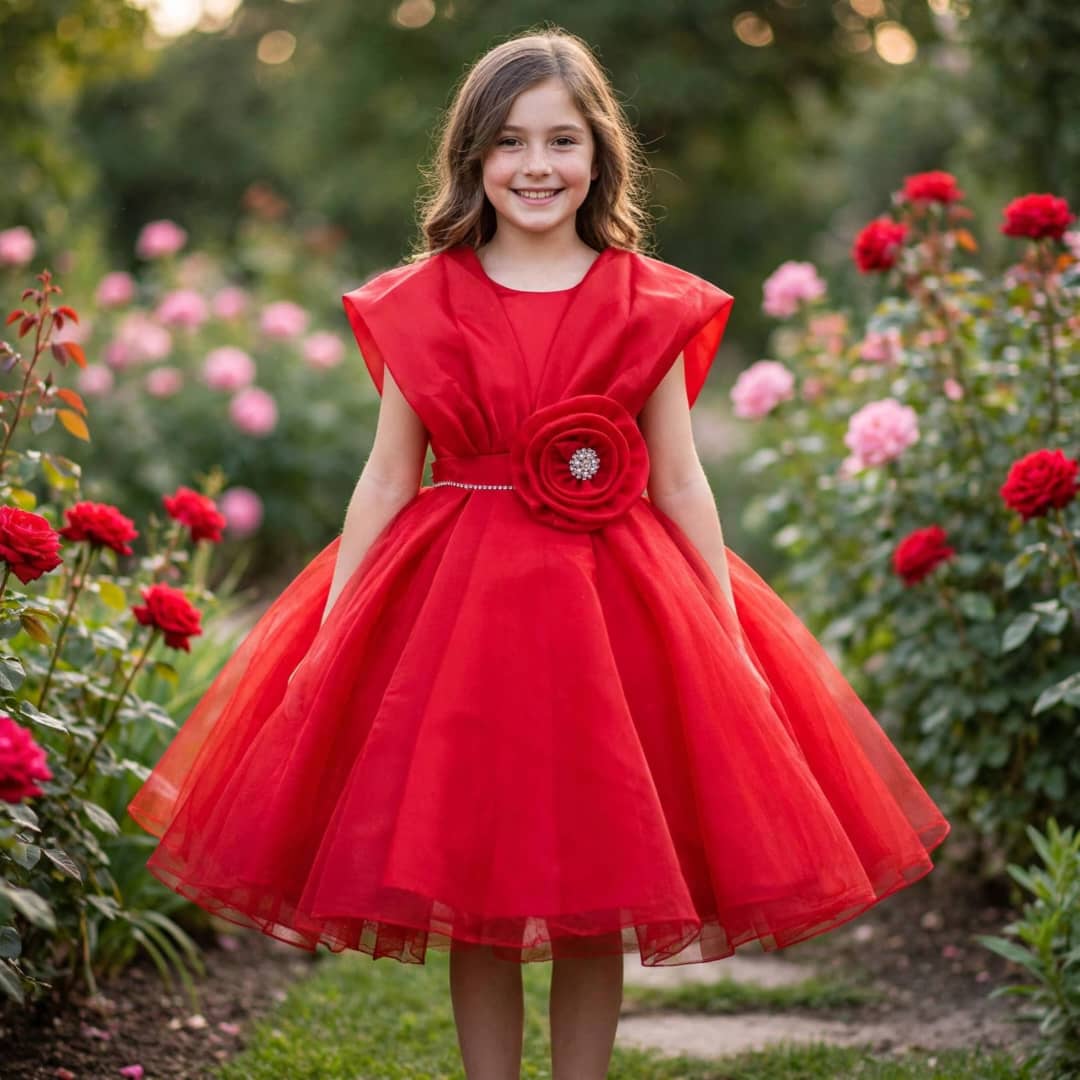 Girls  Floral Accent Party Dress