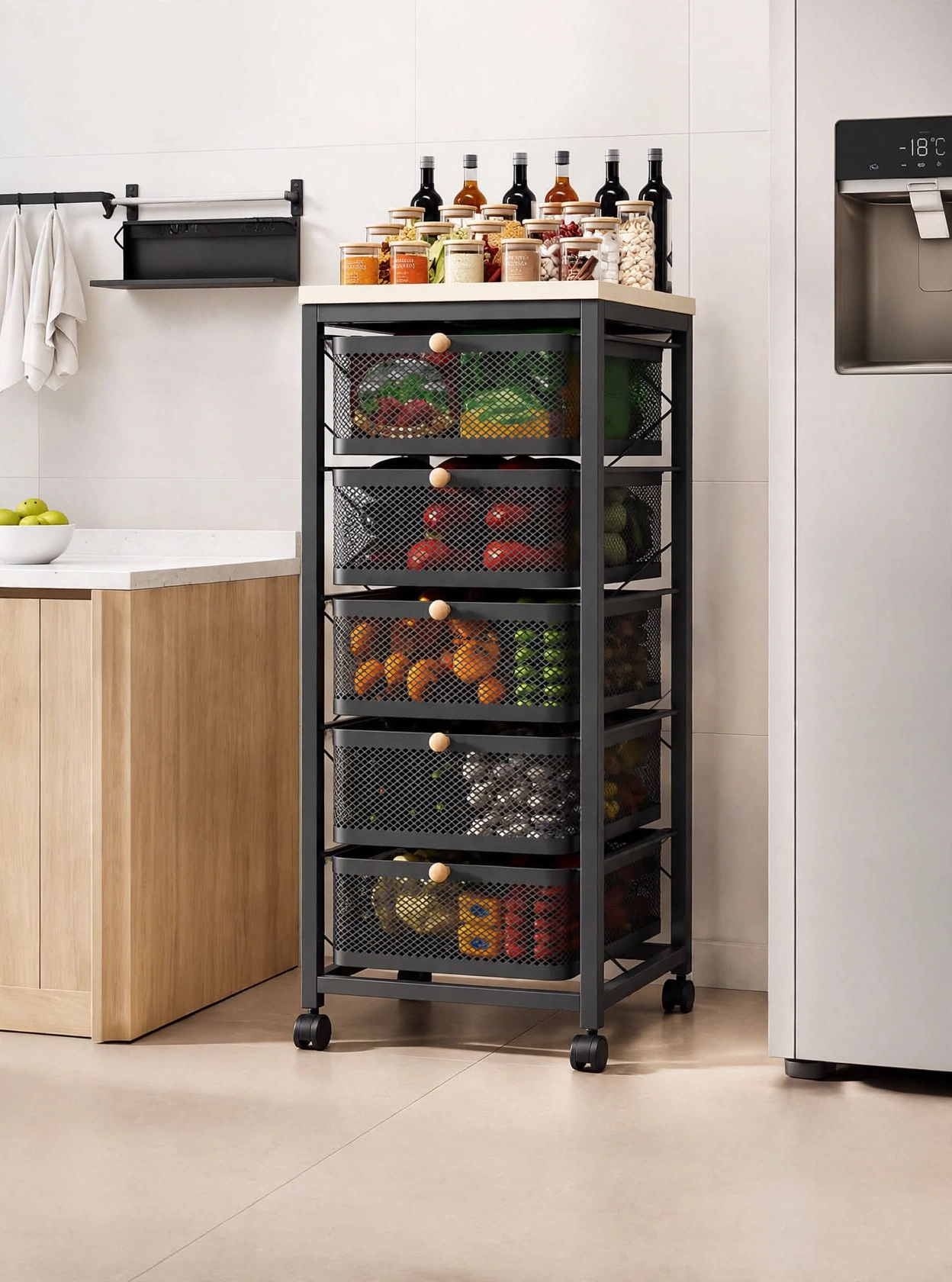 5-Drawer Multipurpose Ventilated Storage Cart