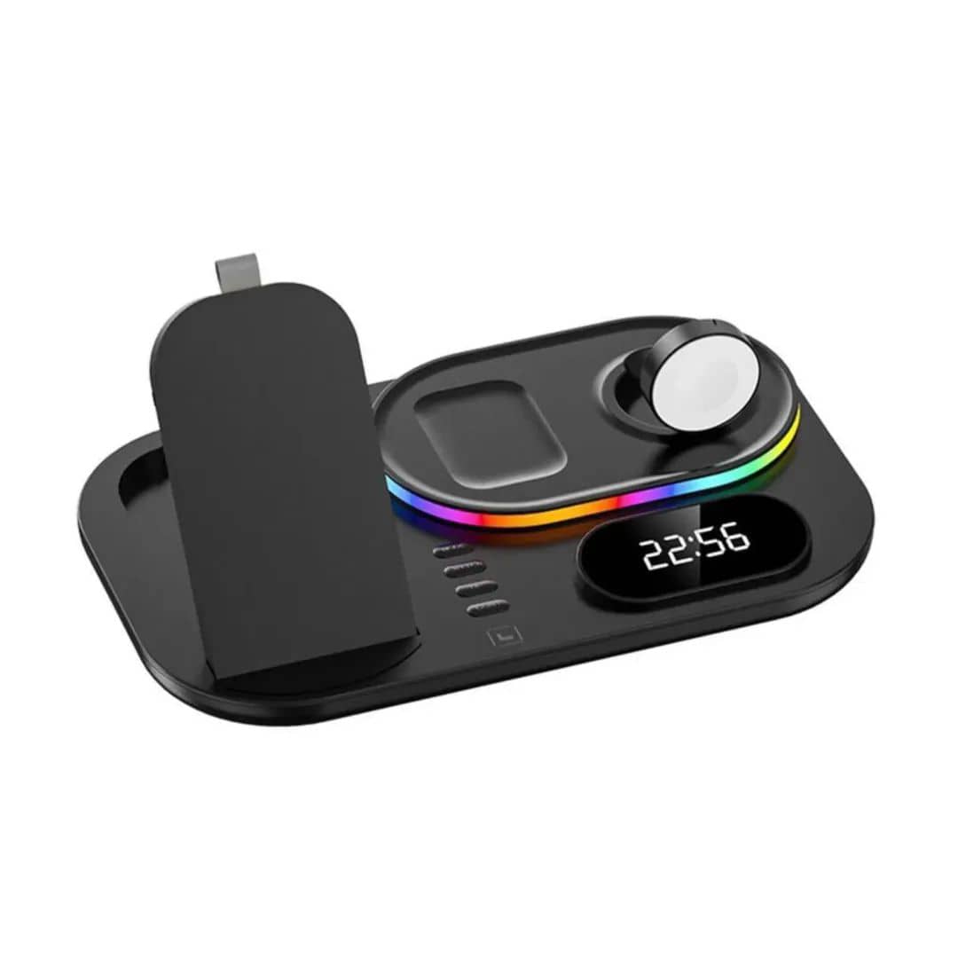 3-in-1 wireless charging station with an LED clock display