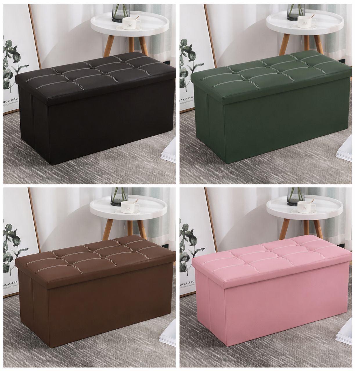 Foldable Storage Ottoman Bench