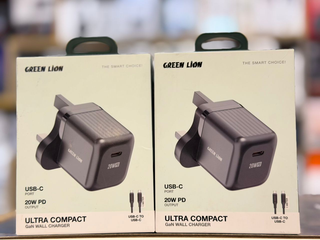 Green Lion Ultra 20W Compact Gan Wall Charger with Type C Cable UK Pin USB C PD 20W C to C