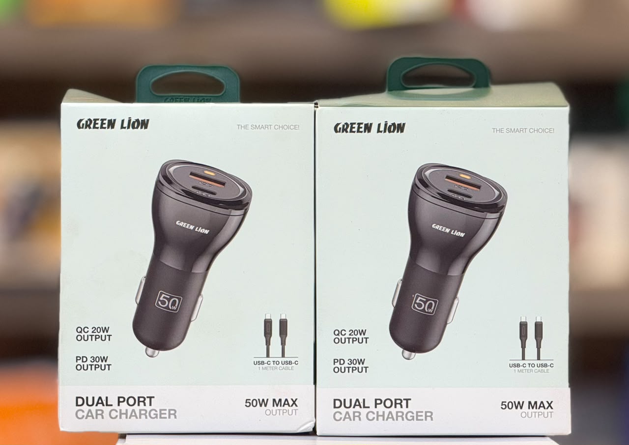 GreenLion 50W Dual Port Car Charger with USB-C to USB-C Cable