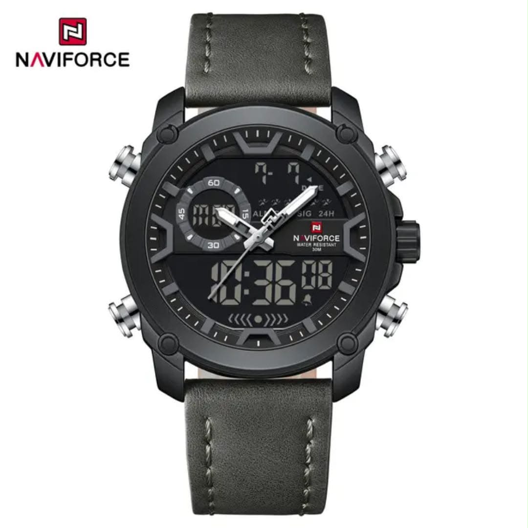 NAVIFORCE Dual Display Military Watch "Black Gold Brown"