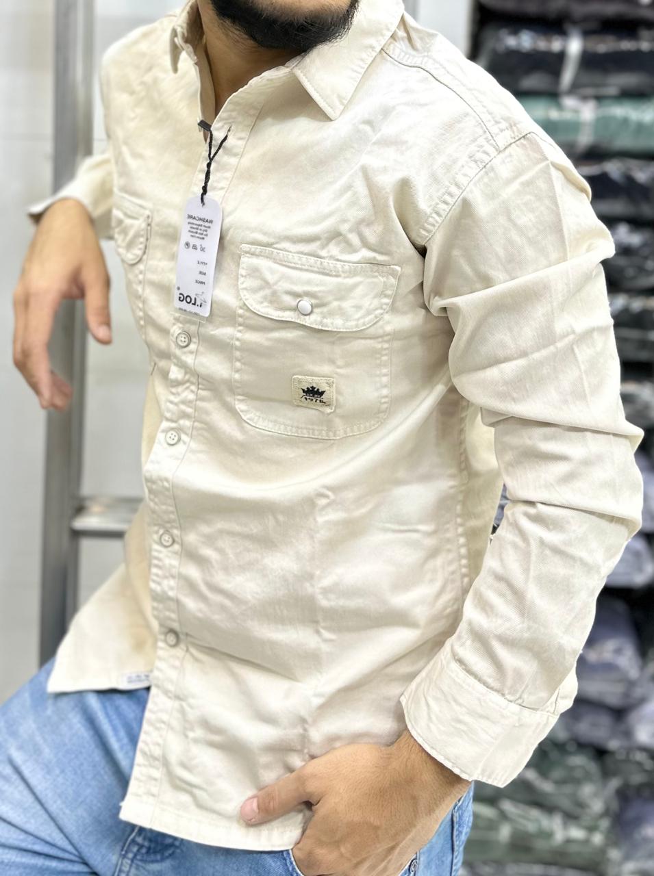 khakie men's shirt