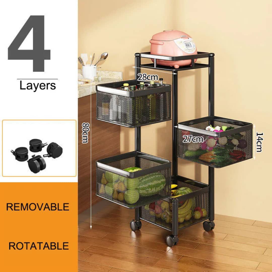 4-Tier Rotating Storage Shelf Cart