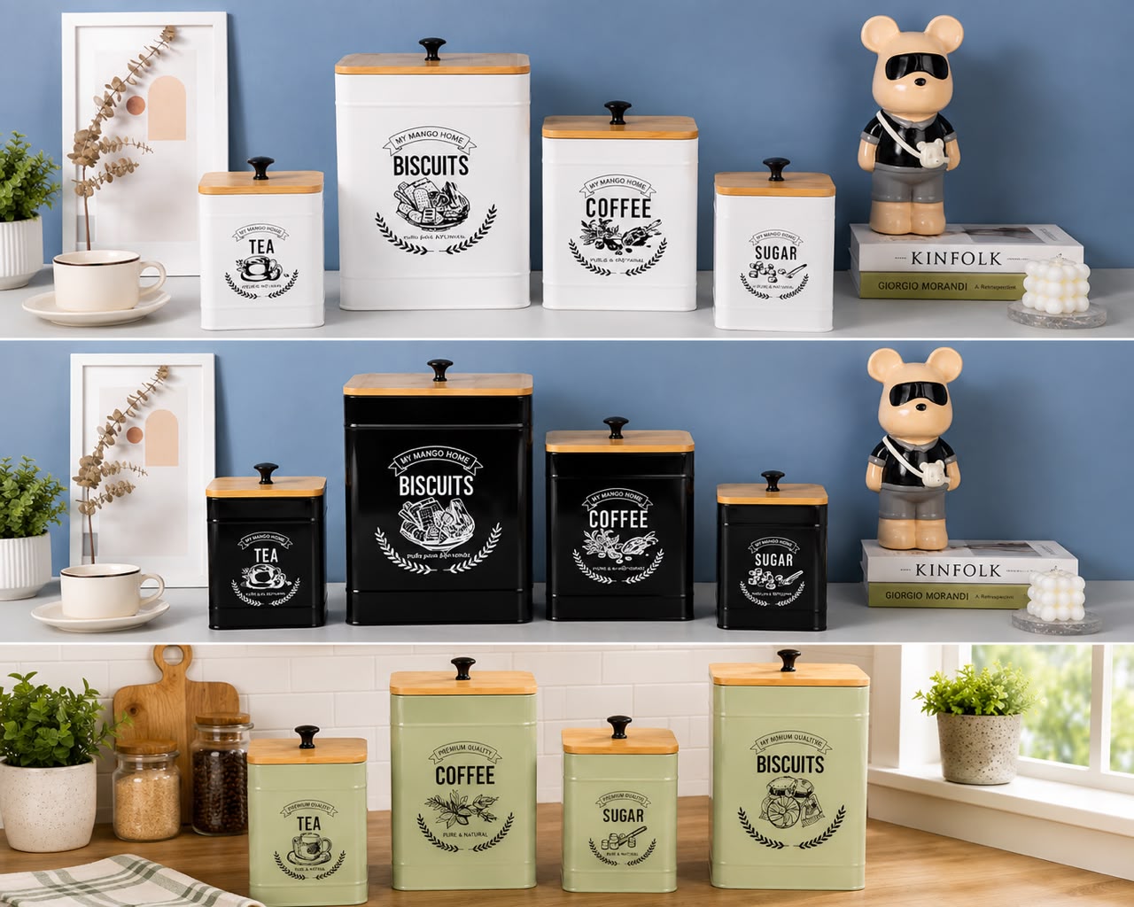 4-Piece Vintage Kitchen Canister Set