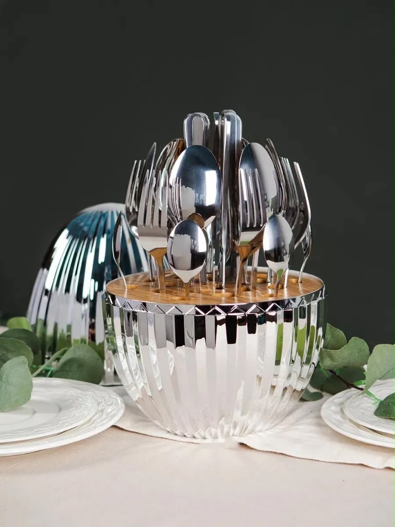 Stainless Steel Cutlery Set with Storage Holder