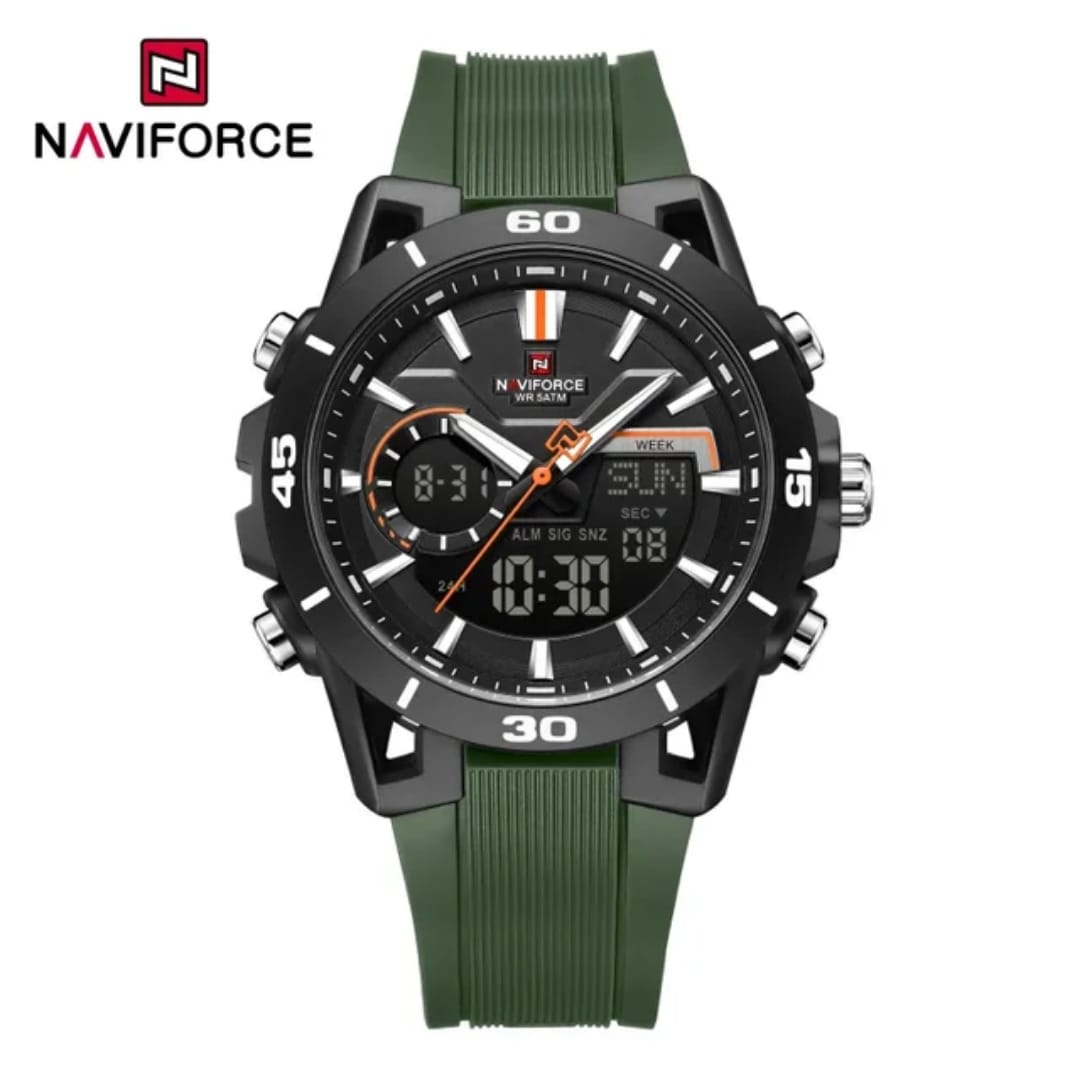 NAVIFORCE Sports Dual Display Watch "Black Green Silicone"