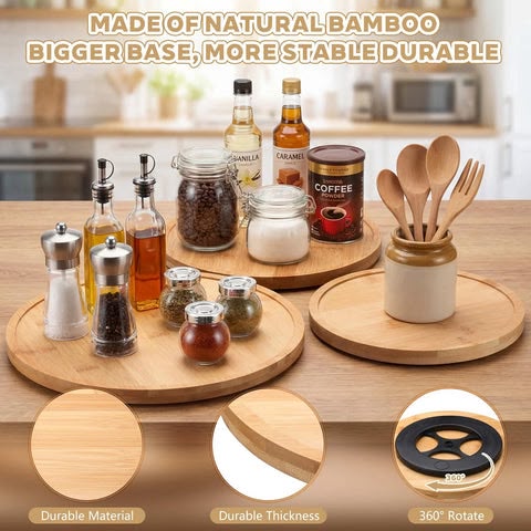 Bamboo Rotating Turntable Tray