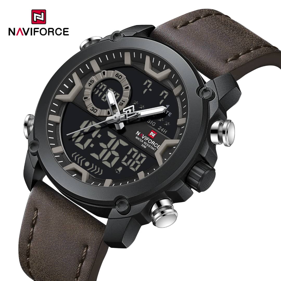 Naviforce Tactical Dual Display Leather Watch