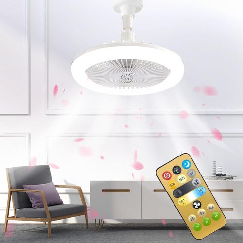 Small Ceiling Fan With Light And Remote Control, Ever LED Ceiling Fan Lamp, Adjustable, Timer, 3 Speeds and 3 Colour Temperatures, for Kitchen Bedroom Living Room