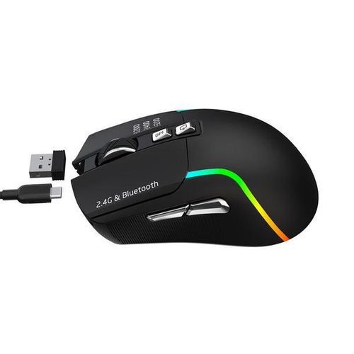 Green Lion Rechargeable Gaming Mouse, Adjustable DPI 1200-2400-3200, ABS Material, 10Meter Operating Range, 7 Control Buttons, Bluetooth Connection