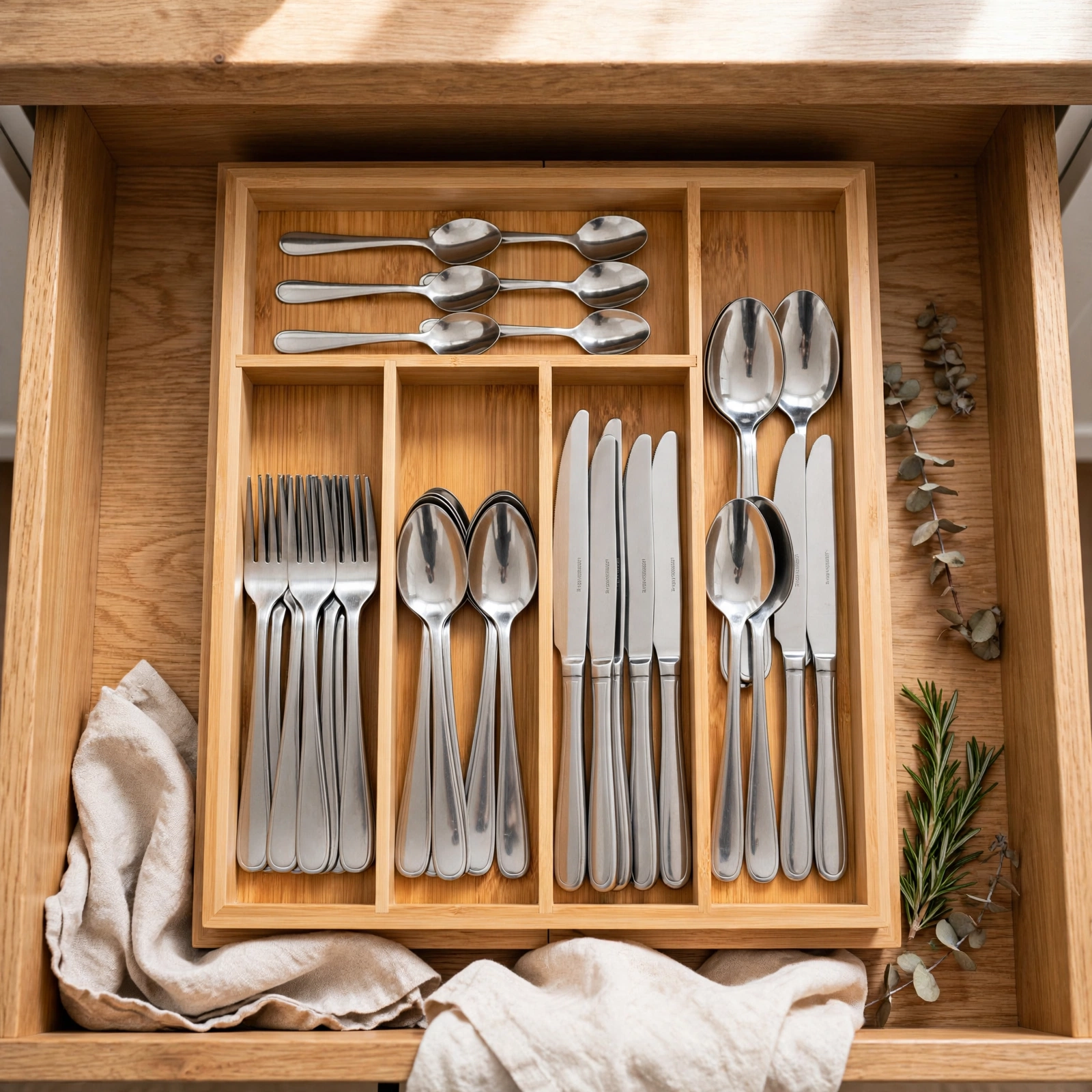 Expandable Bamboo Cutlery & Drawer Organizer
