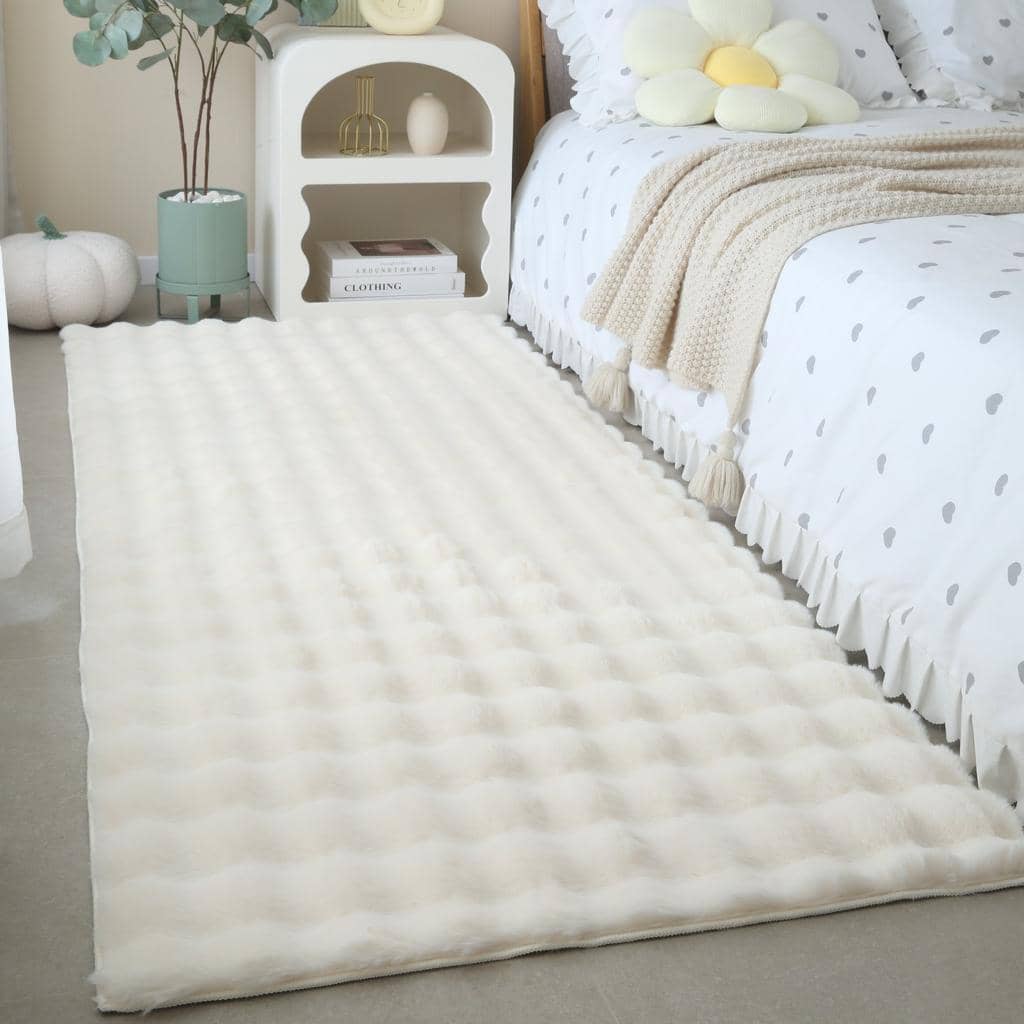 bed side rabbit fur carpet
