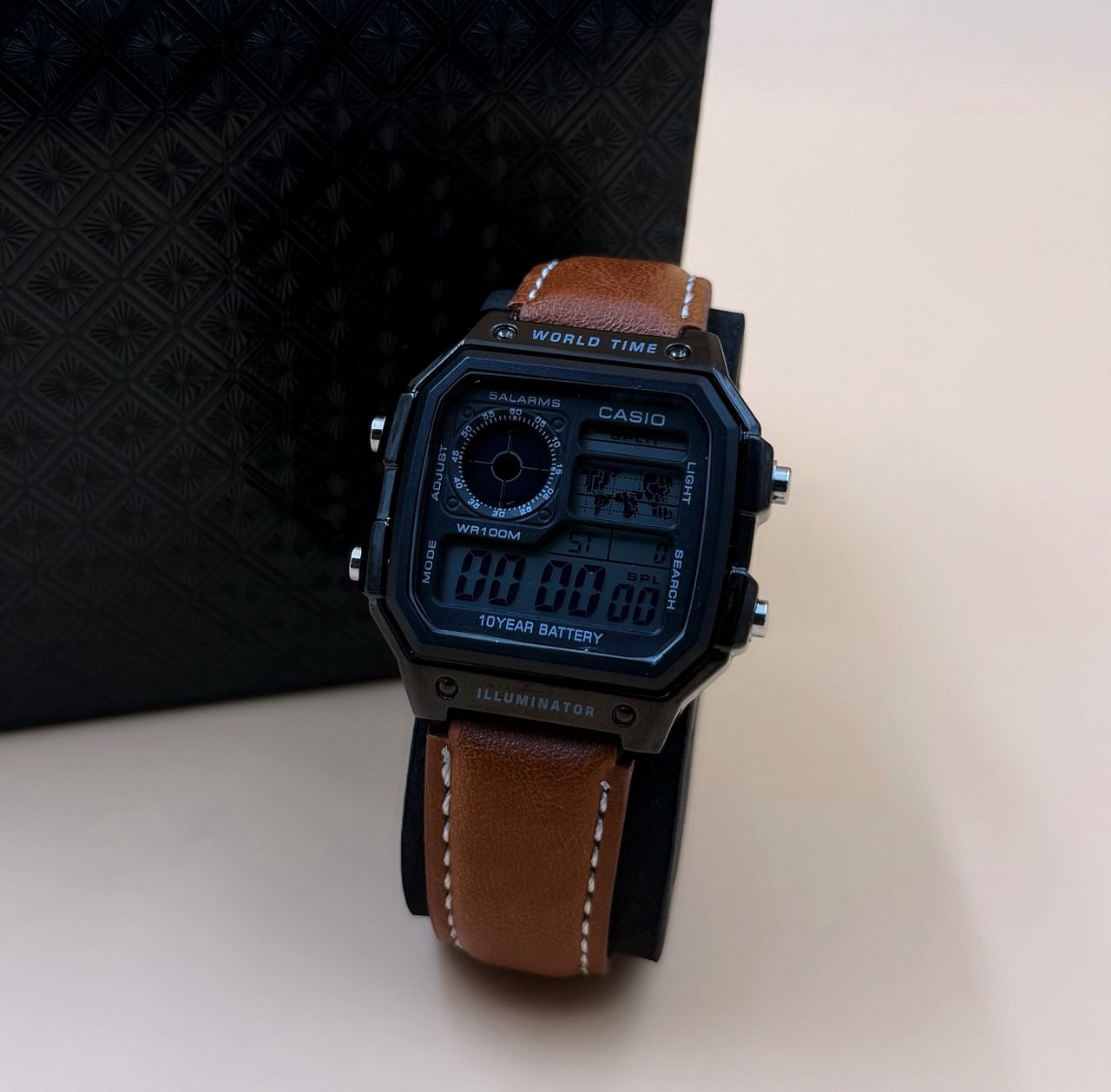 Casio Illuminator digital pure leather wrist watch – Brown