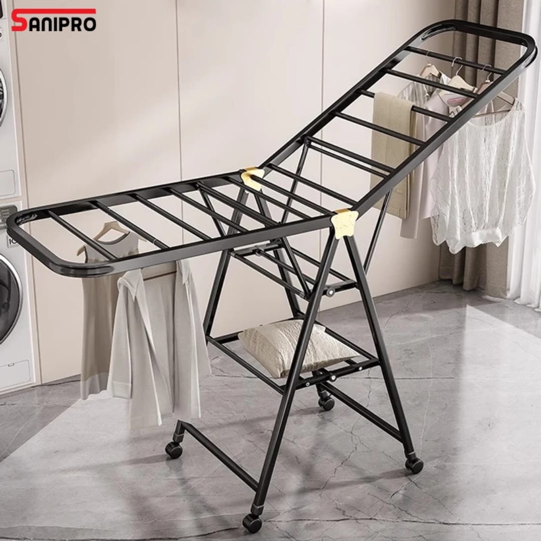Heavy-Duty Folding Laundry Drying Rack with Wheels